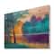 Designart - Colorful River Between The Trees During Twilight - Traditional Print on Natural Pine Wood